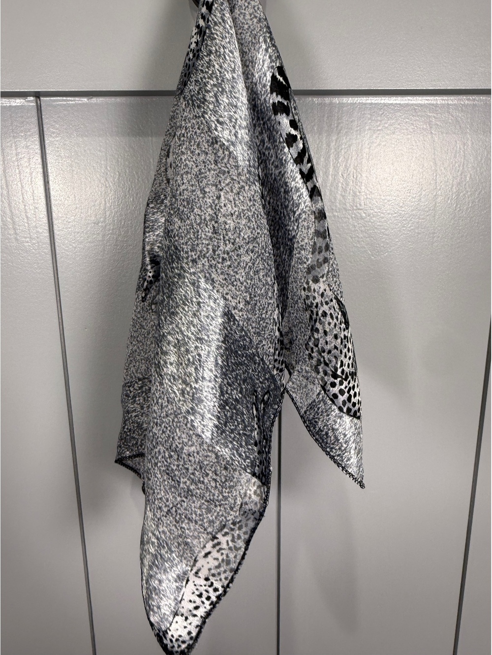Black and White and silver Leopard Print scarf handkerchiefs